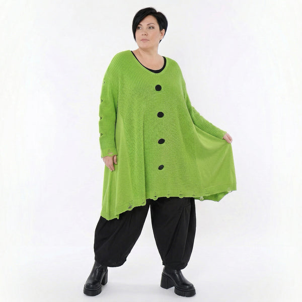 A-Form Bigshirt von AKH Premium aus Baumwolle, P1032.2603, NeonGrün, Ausgefallen, Zeitlos