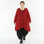 A-Form Bigshirt von AKH Premium aus Baumwolle, P1032.2603, Rot, Ausgefallen, Zeitlos, Schick