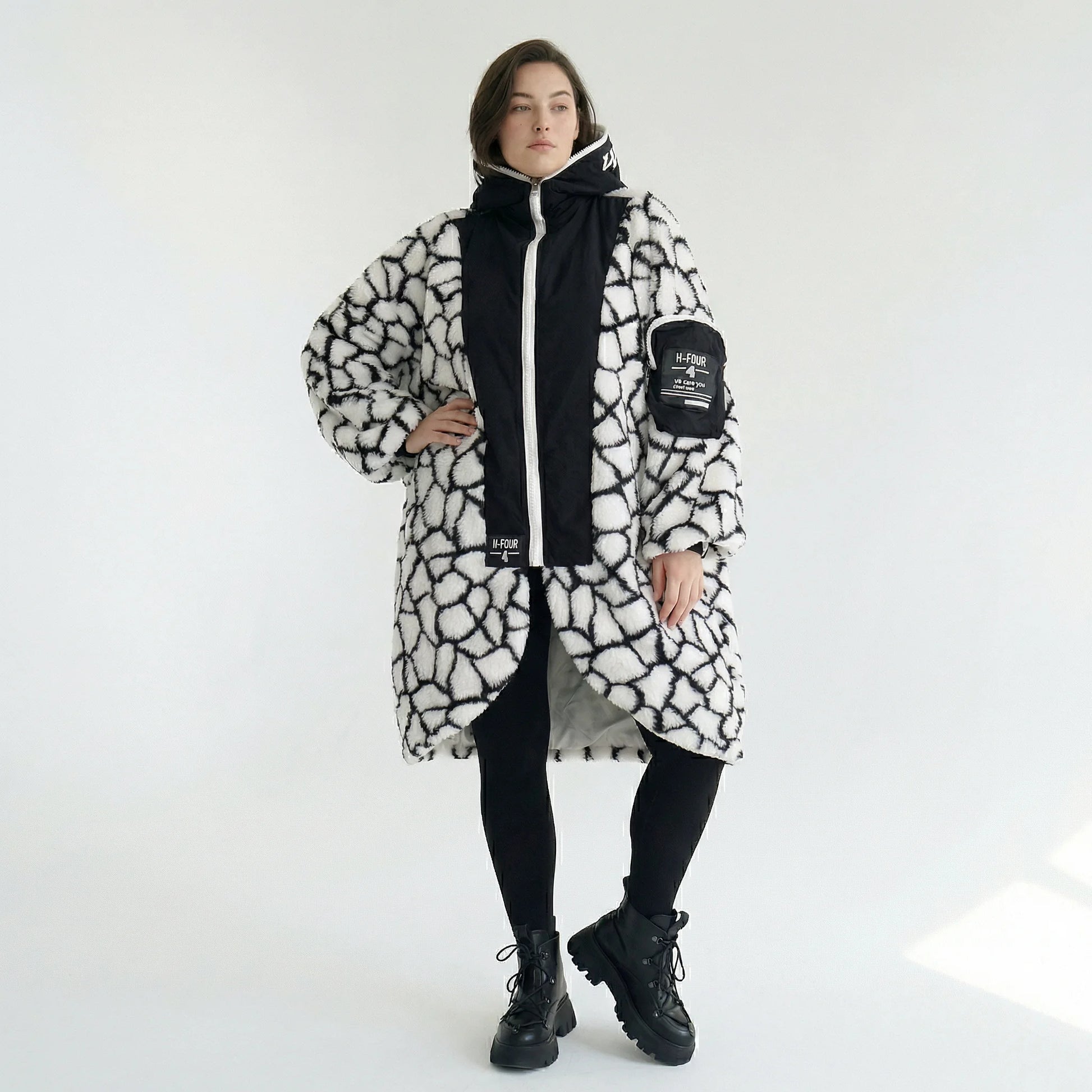  Ballon Jacke von H4 Fashion aus Polyamid, 2366, Weiß, Animal, Ausgefallen, Zeitlos, Schick