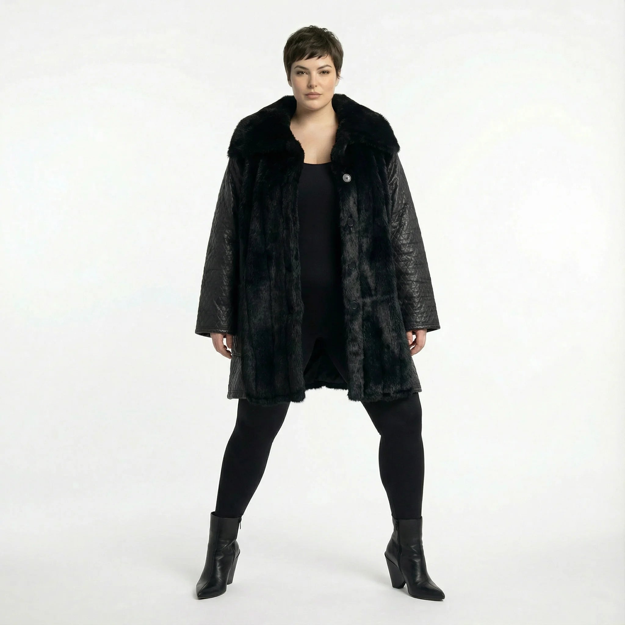  A-Form Jacke von AKH Premium aus Polyester, P1029.7175, Schwarz, Raute, Ausgefallen