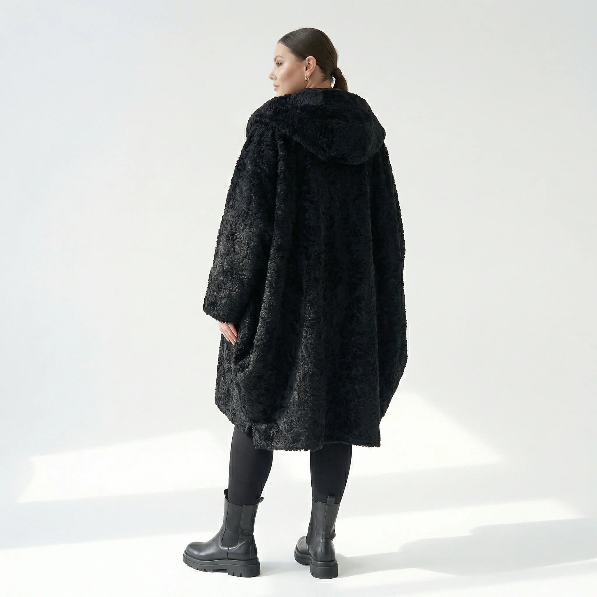  Ballonmantel von H4 Fashion aus Polyamid, 2339, Schwarz, Raute, Ausgefallen, Zeitlos