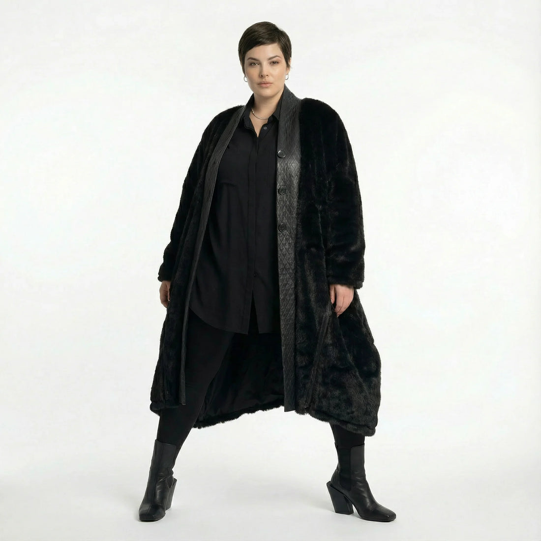  Ballonmantel von AKH Premium aus Polyester, P1029.7176, Schwarz, Raute, Ausgefallen