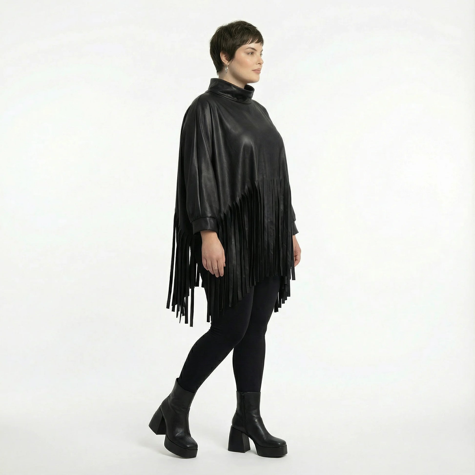  AKH Premium Bigshirt in kastiger Form, aus Materialmix, P1027.7182, Schwarz, Ausgefallen