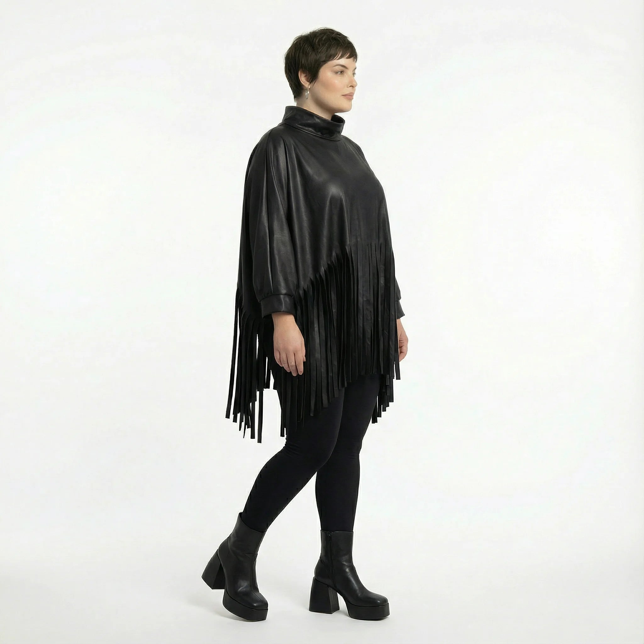  AKH Premium Bigshirt in kastiger Form, aus Materialmix, P1027.7182, Schwarz, Ausgefallen