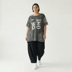 Tunika Damen Oversize B-ONE Grau Schwarz Print Mesh Jersey luftig stretch EU 38 bis 48 Lagenlook