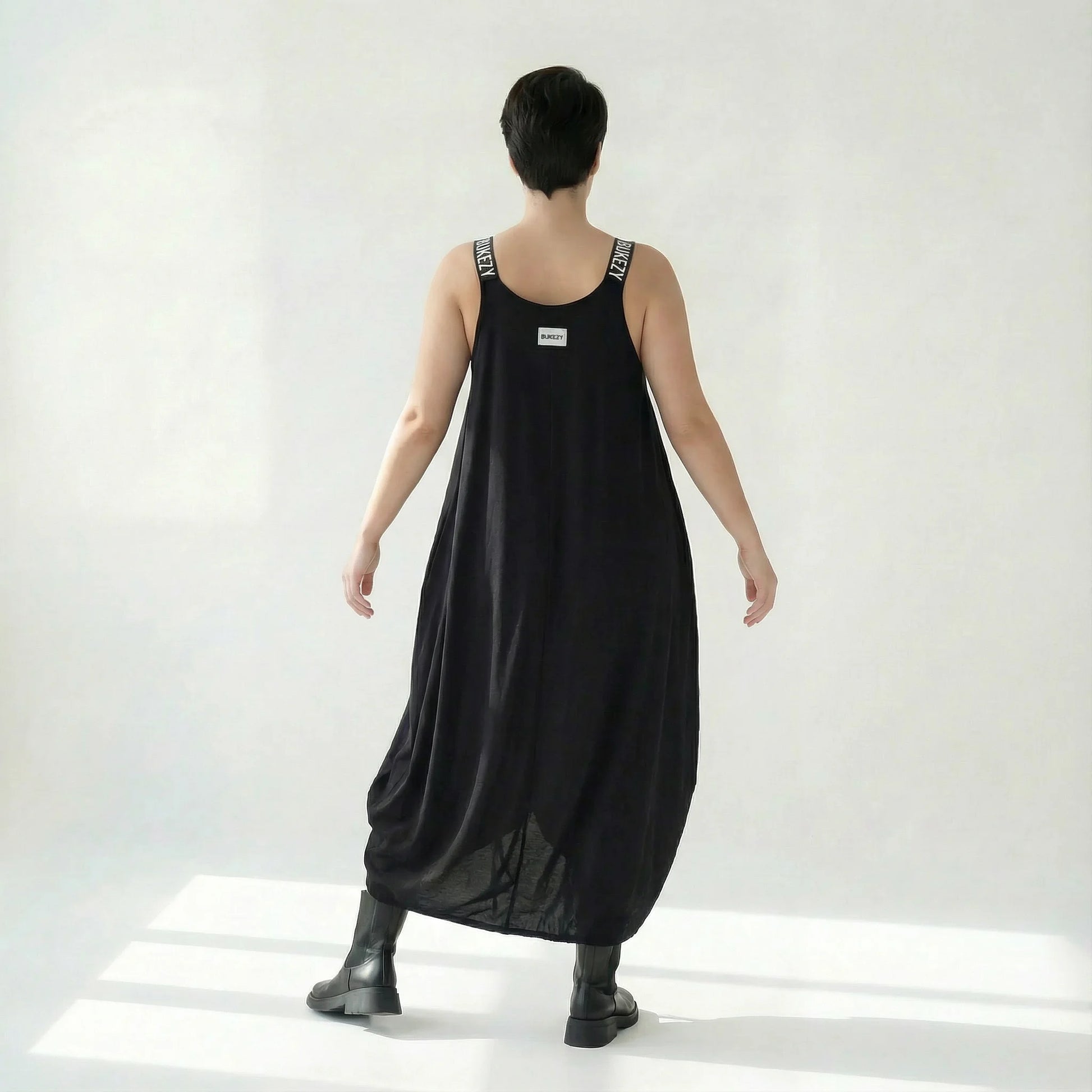  Ballonkleid von Bukezy aus Baumwolle, 1920, Schwarz, Ausgefallen, Zeitlos, Schick