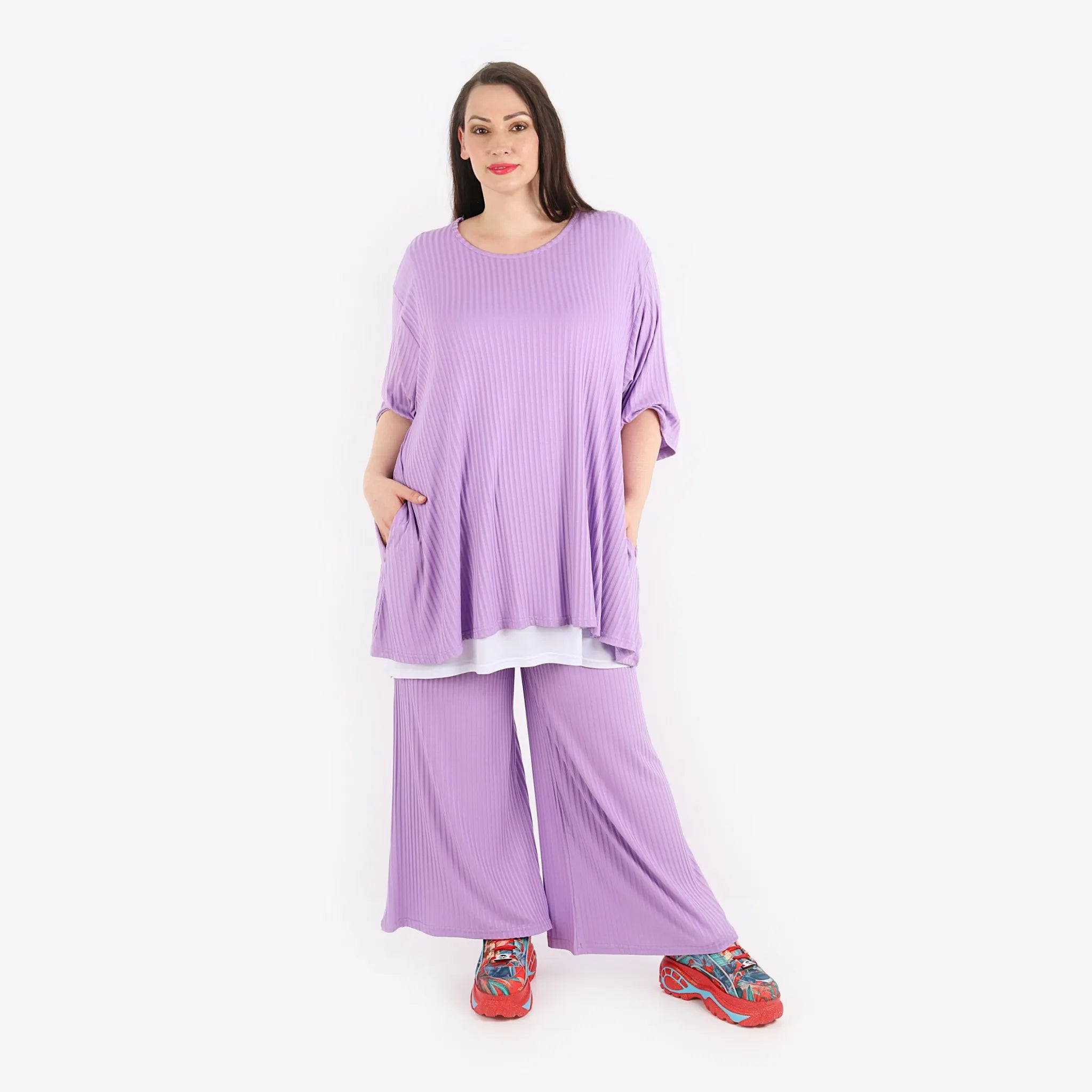  Papita Bigshirt in Glocken-Form, aus Viskose, 6936, Lavender, Schick, Modern, Bequem, Schick