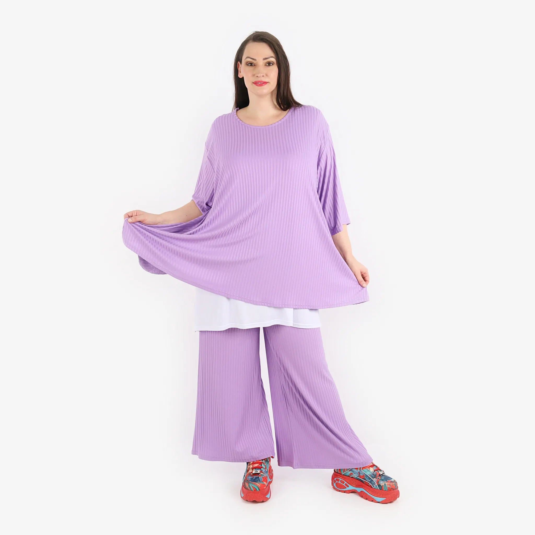  Papita Bigshirt in Glocken-Form, aus Viskose, 6936, Lavender, Schick, Modern, Bequem, Schick