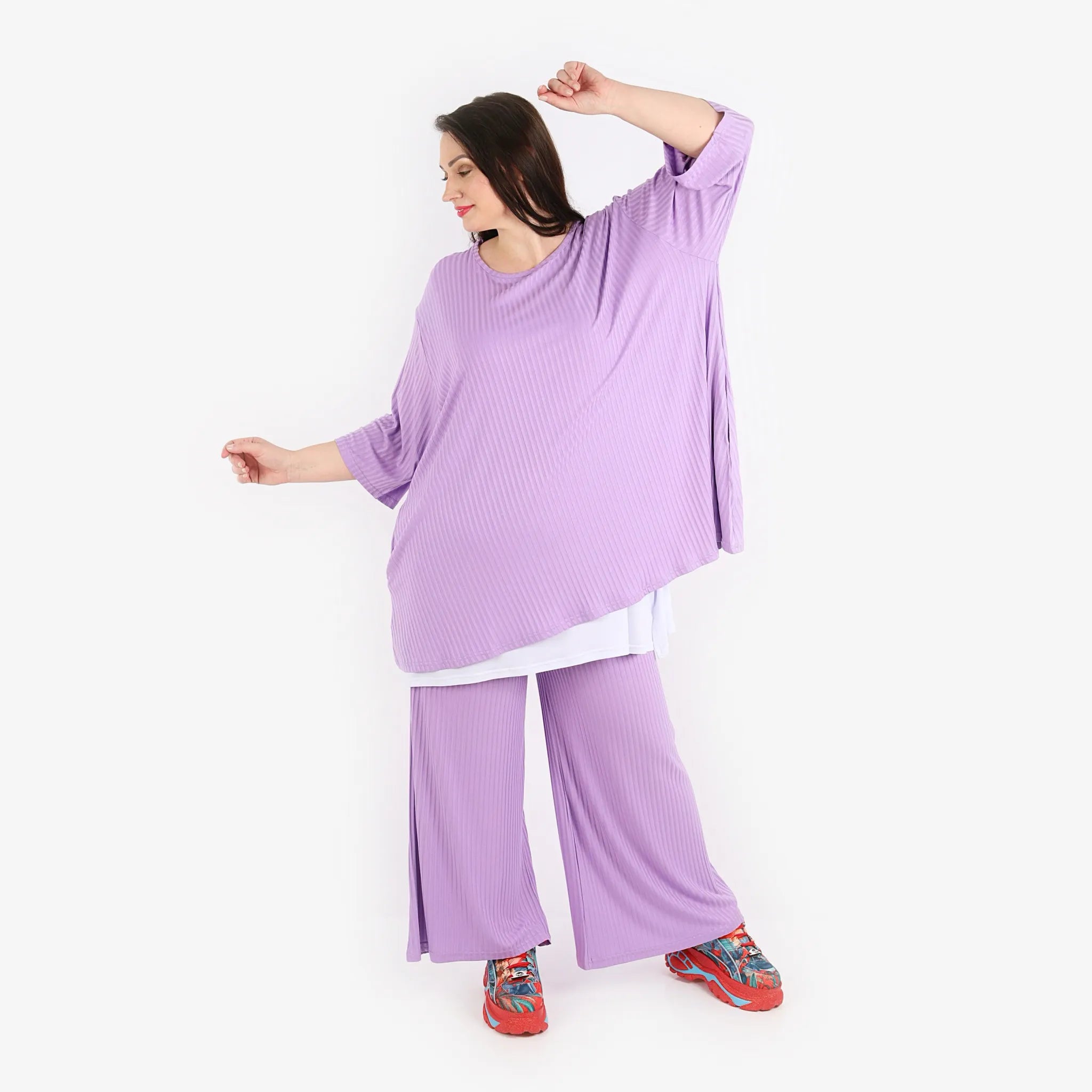  Papita Bigshirt in Glocken-Form, aus Viskose, 6936, Lavender, Schick, Modern, Bequem, Schick