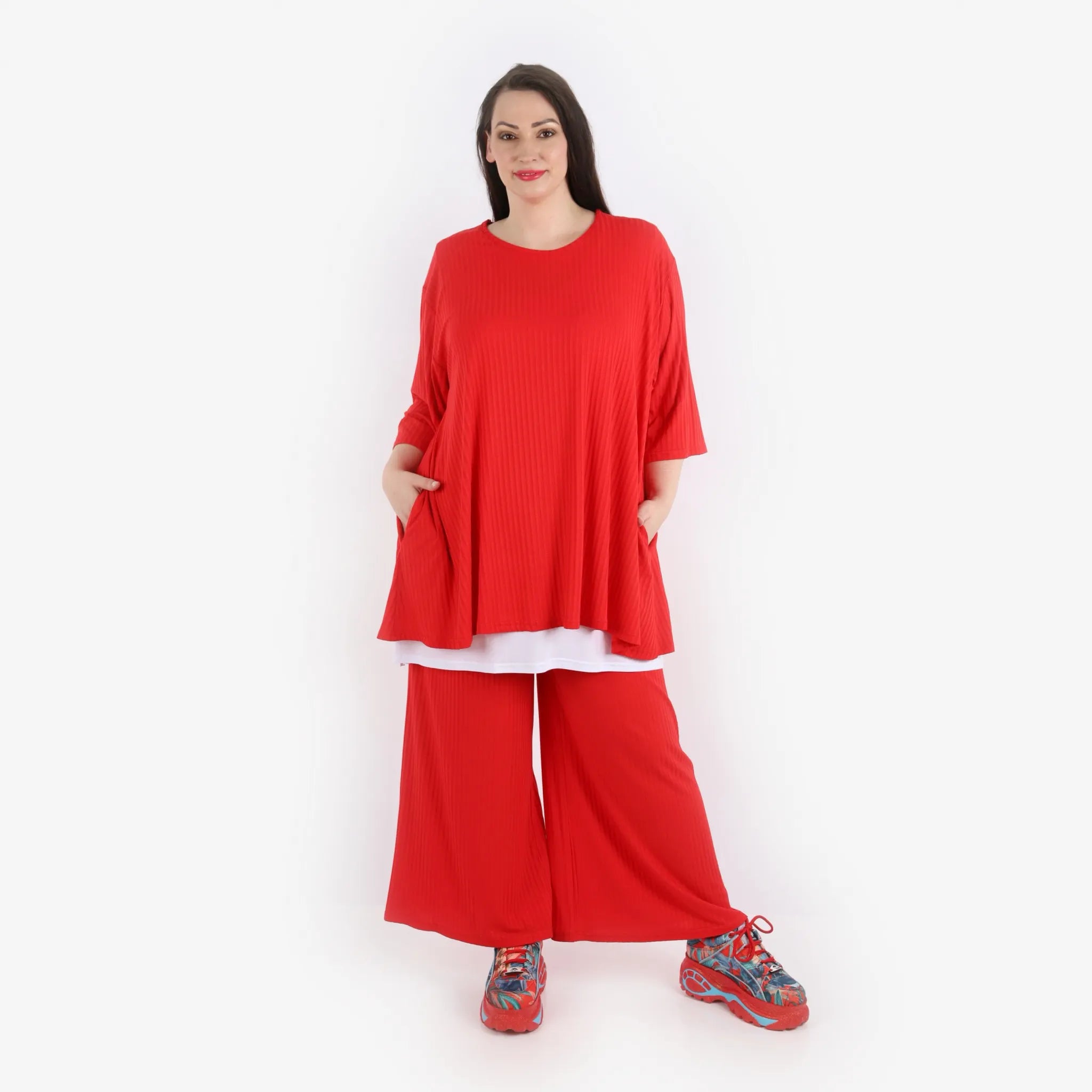  Papita Hose in gerader Form, aus Viskose, 6937, Rubinen Rot, Schick, Modern, Bequem