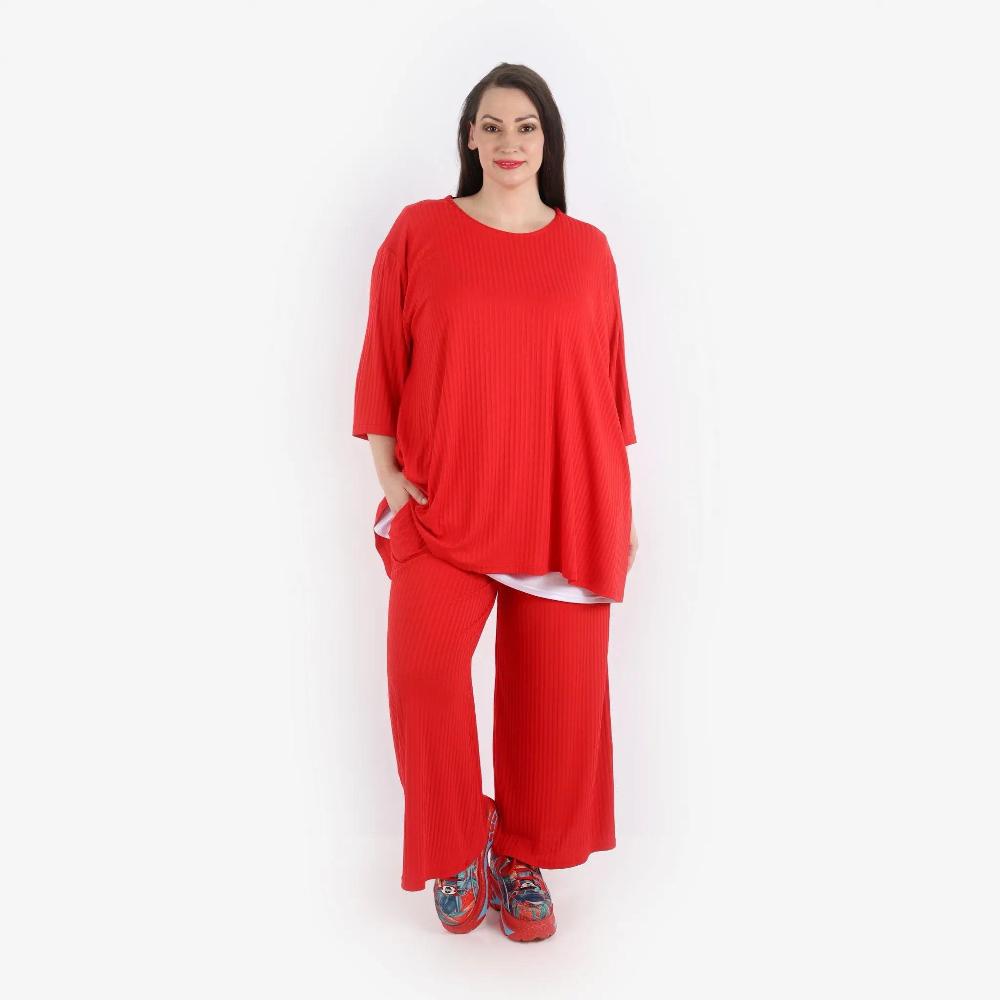 Papita Hose in gerader Form, aus Viskose, 6937, Rubinen Rot, Schick, Modern, Bequem
