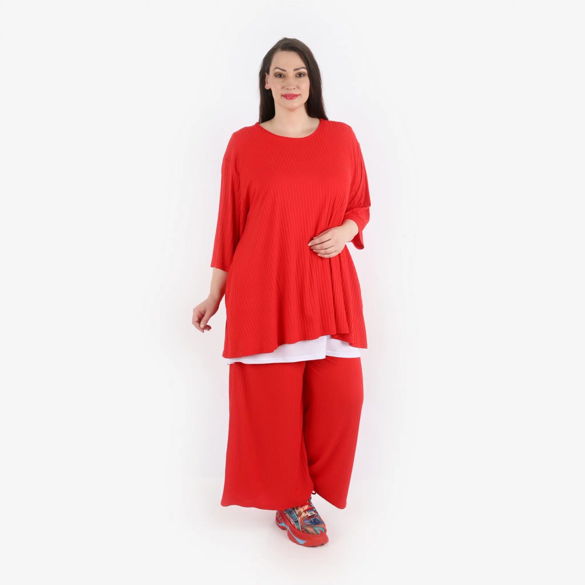  Papita Hose in gerader Form, aus Viskose, 6937, Rubinen Rot, Schick, Modern, Bequem
