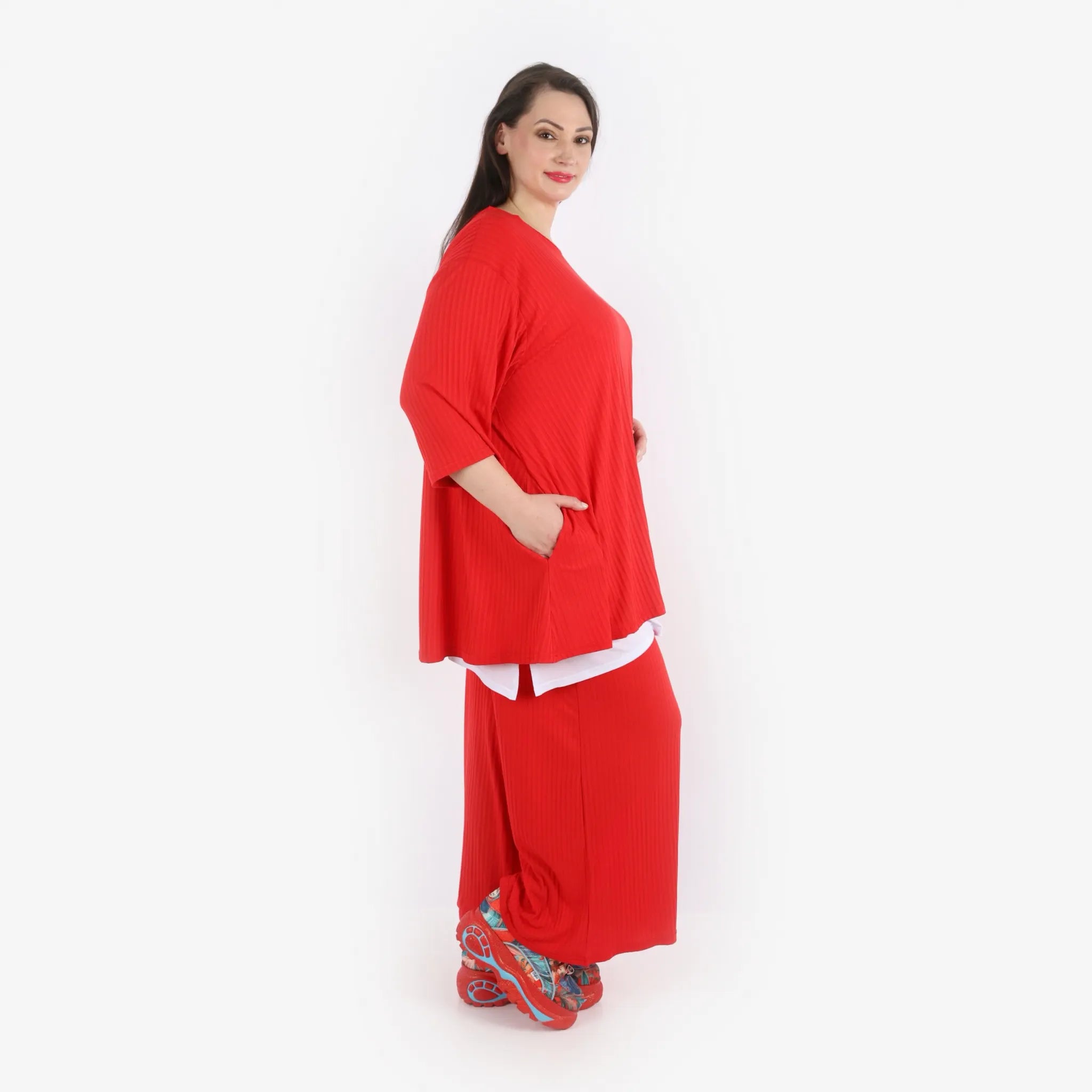  Papita Hose in gerader Form, aus Viskose, 6937, Rubinen Rot, Schick, Modern, Bequem