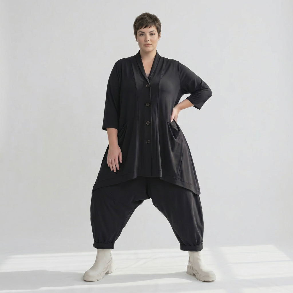 A-Form Jacke von AKH Fashion aus Materialmix, ausgefallene, zeitlose Lagenlook Mode