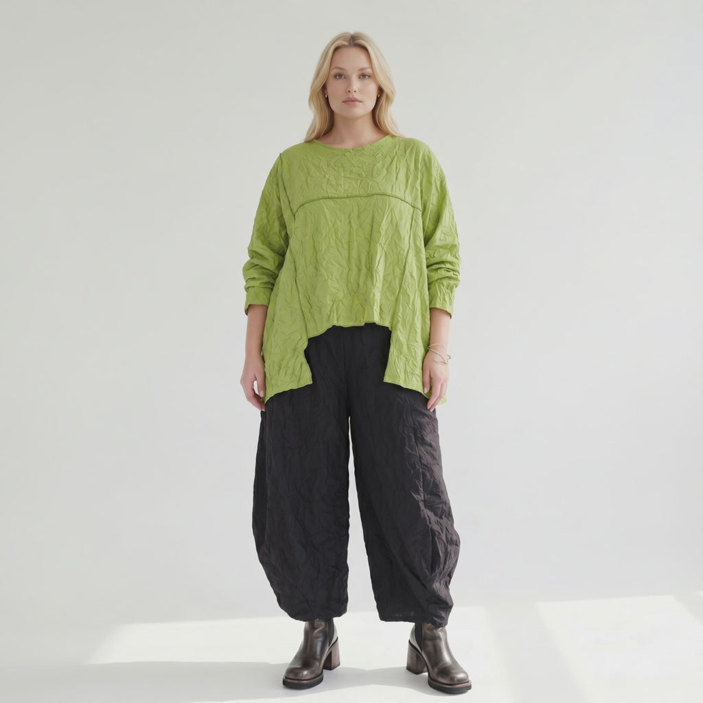 Stilvolles Oversize Shirt im modernen Lagenlook, leicht mit besonderer Struktur, luftig, Apfelgrün