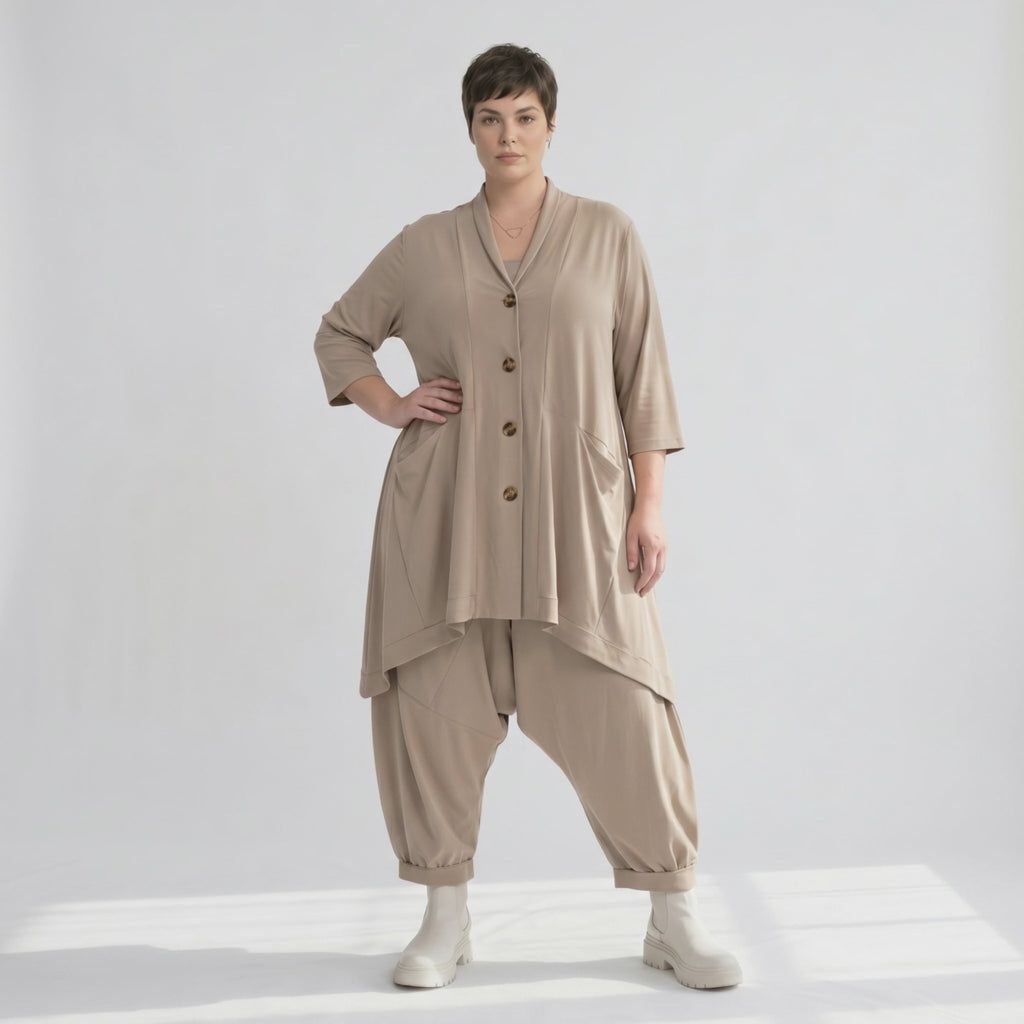 A-Form Jacke von AKH Fashion aus Materialmix, ausgefallene, zeitlose Lagenlook Mode