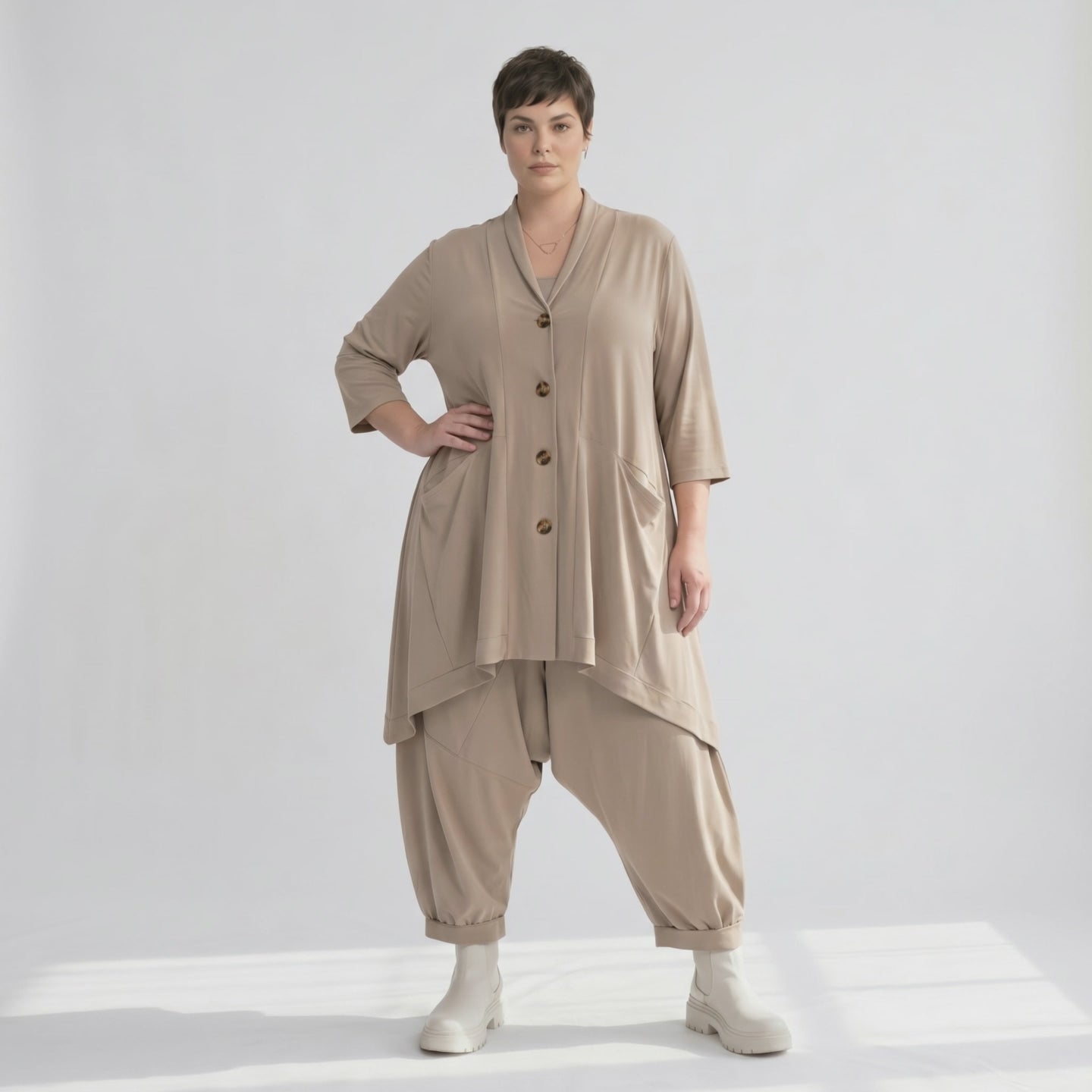 A-Form Jacke von AKH Fashion aus Materialmix, ausgefallene, zeitlose Lagenlook Mode