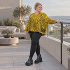 Kastiges Strickshirt mit Zebramuster in Gelb/Schwarz aus weichem flauschigem Feinstrick