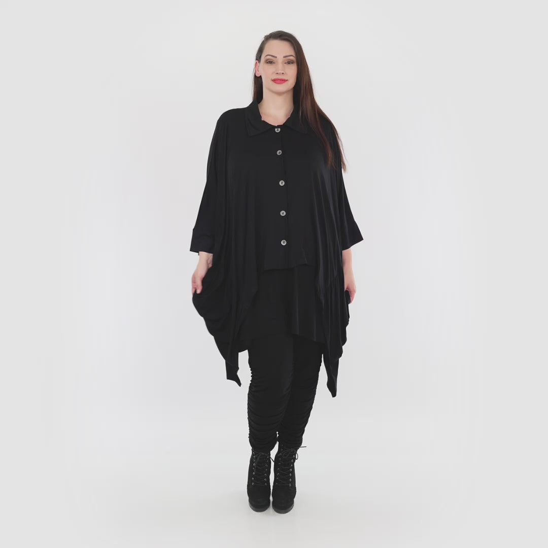 Zipfel Jacke von AKH Fashion aus Viskose, 1233.06991, Schwarz, Schick, Modern, Bequem