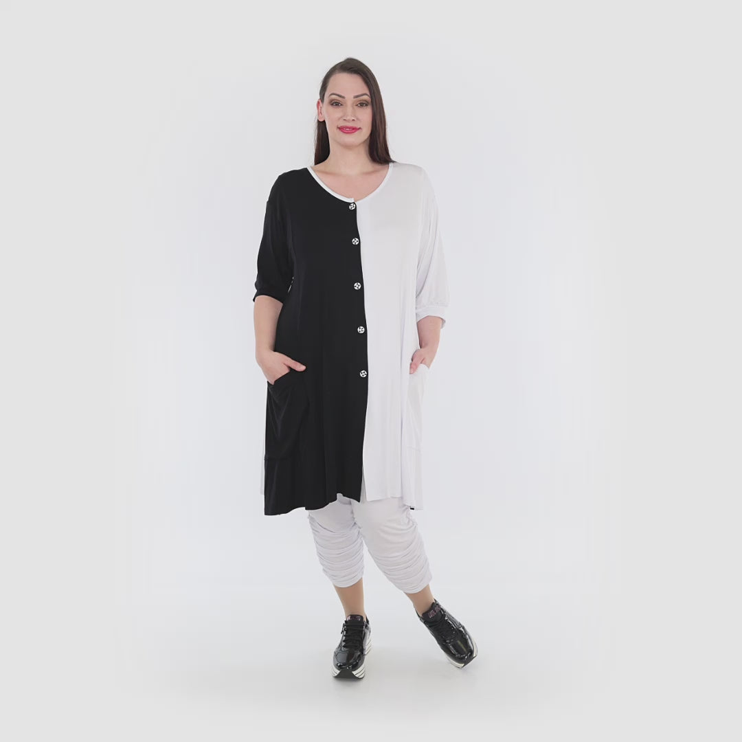 A-Form Jacke von AKH Fashion aus Viskose, 1321.06957, Schwarz-Weiß, Schick, Modern, Bequem