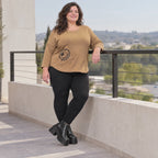Basic Shirt in Camel aus weichem Stretchjersey mit 7/8-Arm und gerundeter Schnittform