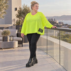 Lässiges Langarmshirt in leuchtendem Neongelb mit V-Ausschnitt aus weichem Stretchjersey