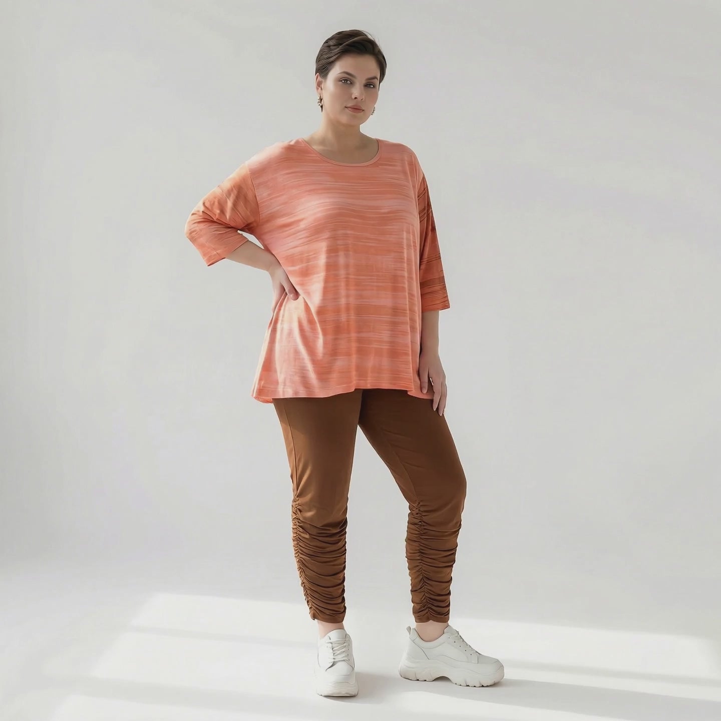 AKH Fashion Shirt in Glocken-Form, aus Viskose, 1249.01892, Koralle-Orange, Batik, Schick