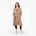 Ballonkleid von AKH Fashion aus Viskose, 1355.06698, Cognac-Rose-Weiß, Muster, Ausgefallen