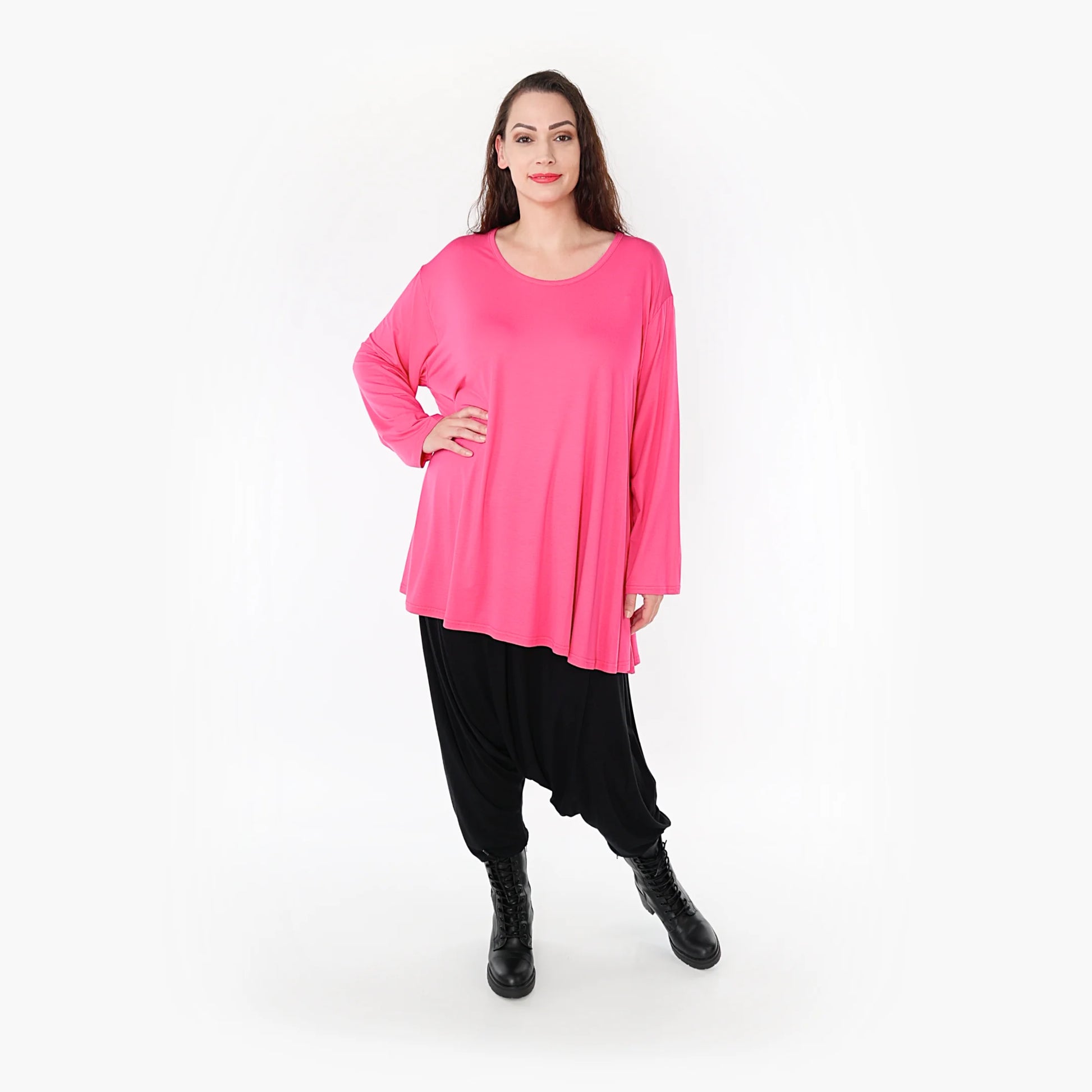 Shirt von AKH Fashion aus Viskose in Glocken-Form, 1233.1892L, Fuchsia