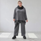 Wintershirt aus weichem Jersey mit Rollkragen Vokuhila Schnitt Taft und Seitenschlitzen