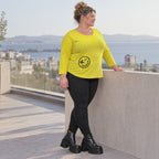 Shirt in leuchtendem Gelb aus weichem Stretchjersey mit Rundhalsausschnitt und 7/8-Arm