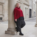 Kastiger Winterüberwurf in Taupe mit Rollkragen Optik und weichem Velourgriff Langarm
