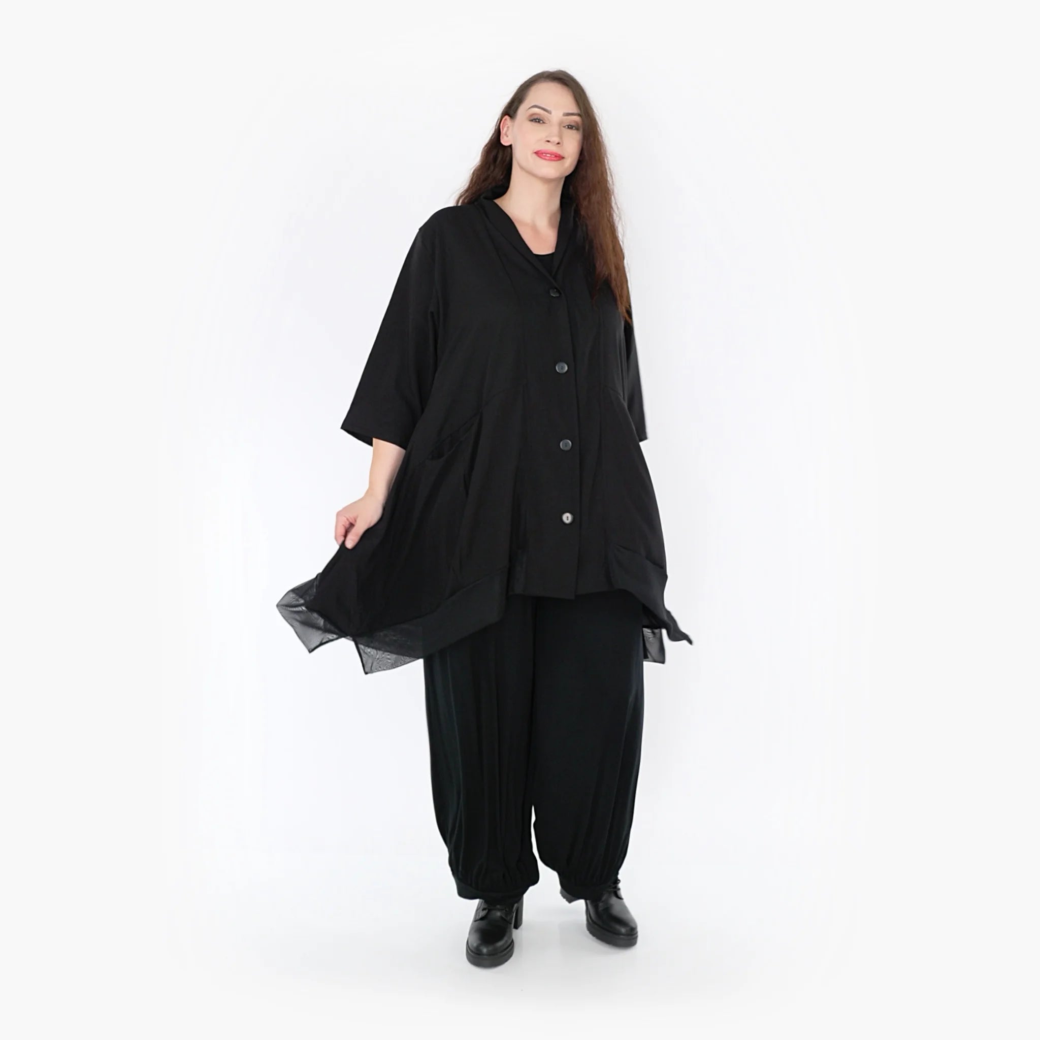 A-Form Jacke von AKH Fashion aus Viskose, 1325.06970, Schwarz, Schick, Modern, Bequem