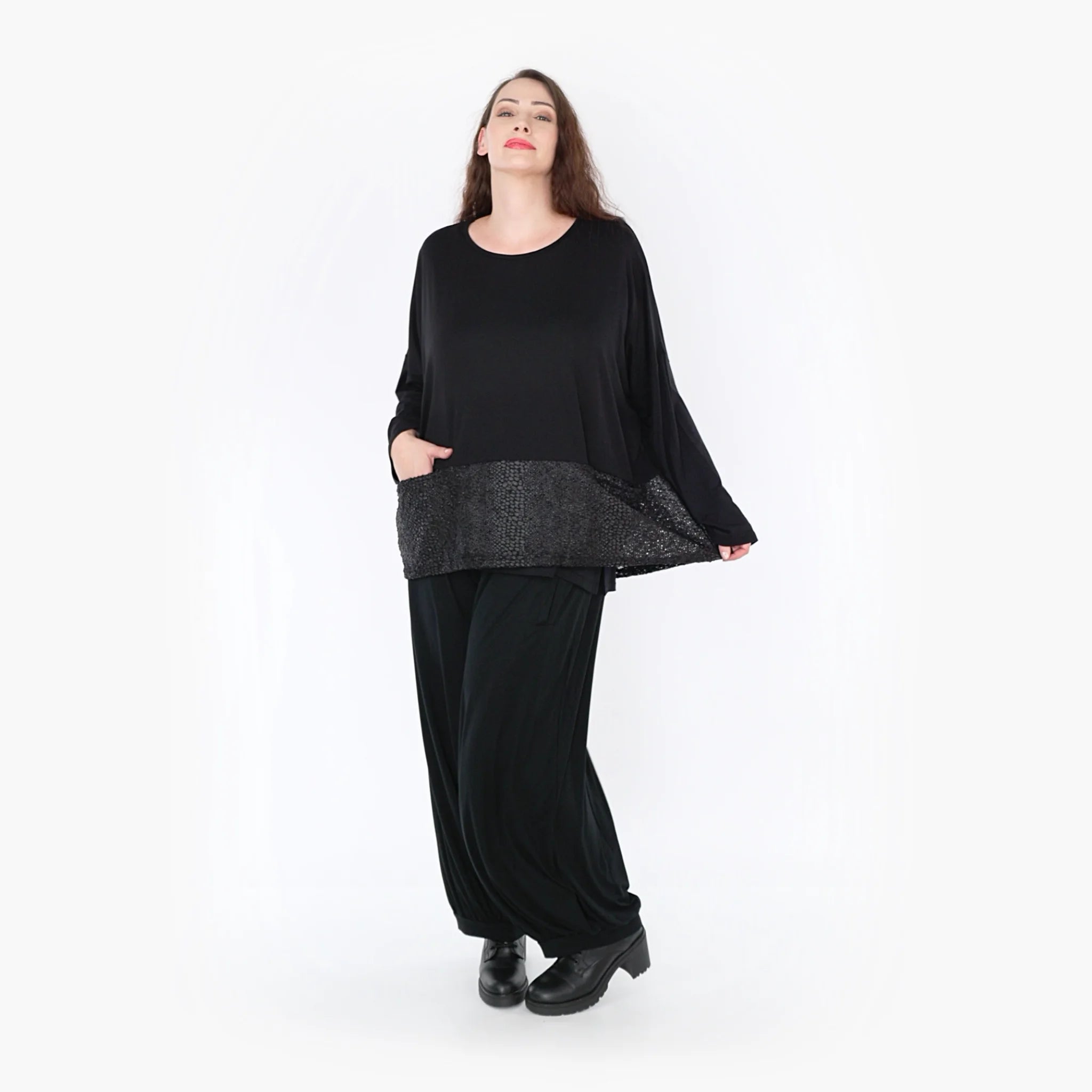 Bigshirt von AKH Fashion aus Viskose in kastiger Form, 1339.06888, Schwarz, Schick, Modern