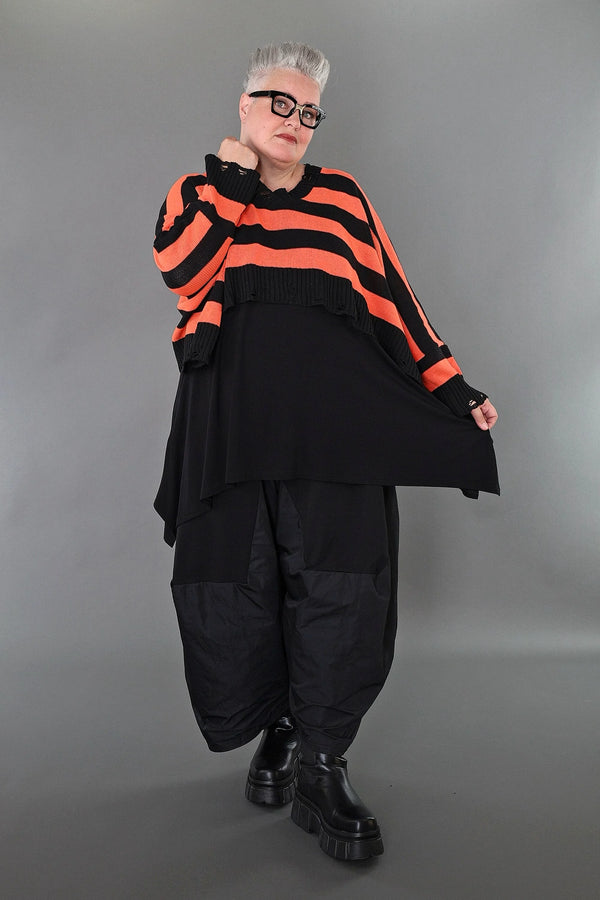  AKH Premium Überwurf in kastiger Form, aus Baumwolle, P1007.2537, Schwarz/Orange, Schick