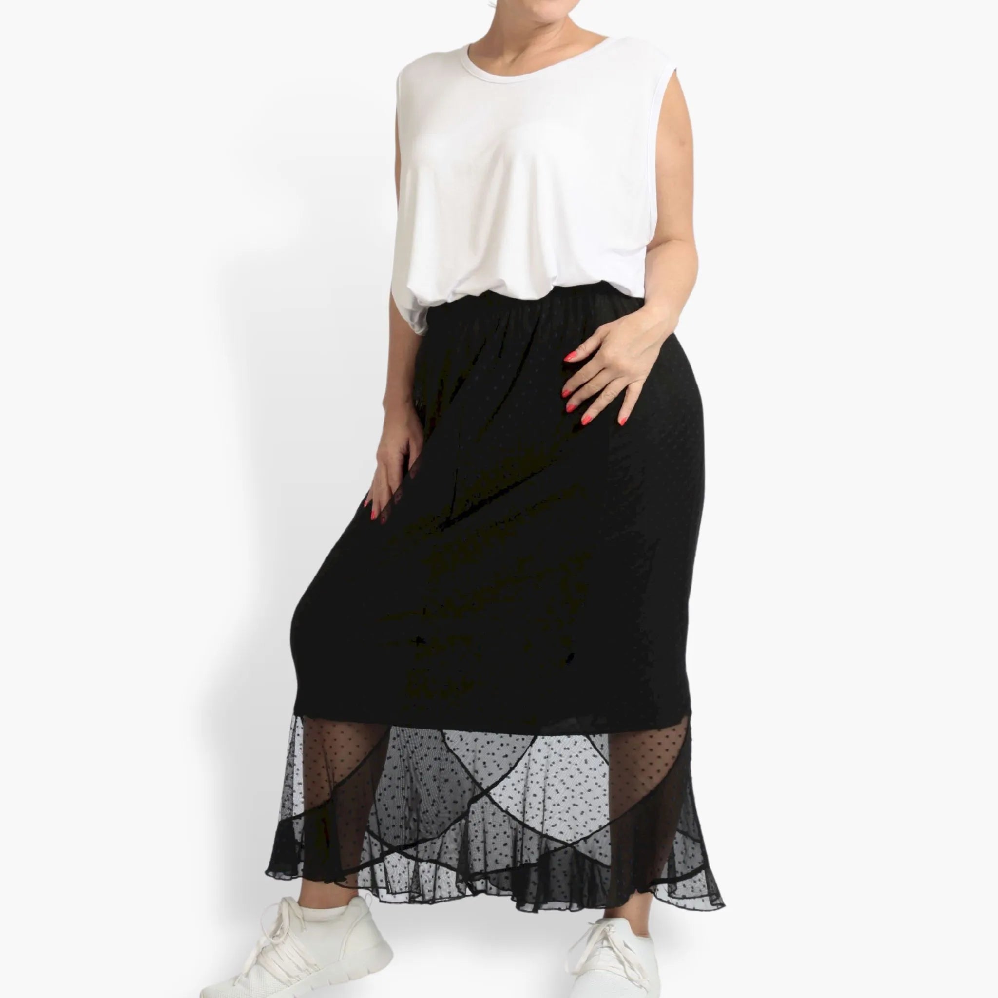  AKH Fashion Rock in gerader Form, aus Materialmix, 1089.06845, Blau-Schwarz, Punkte