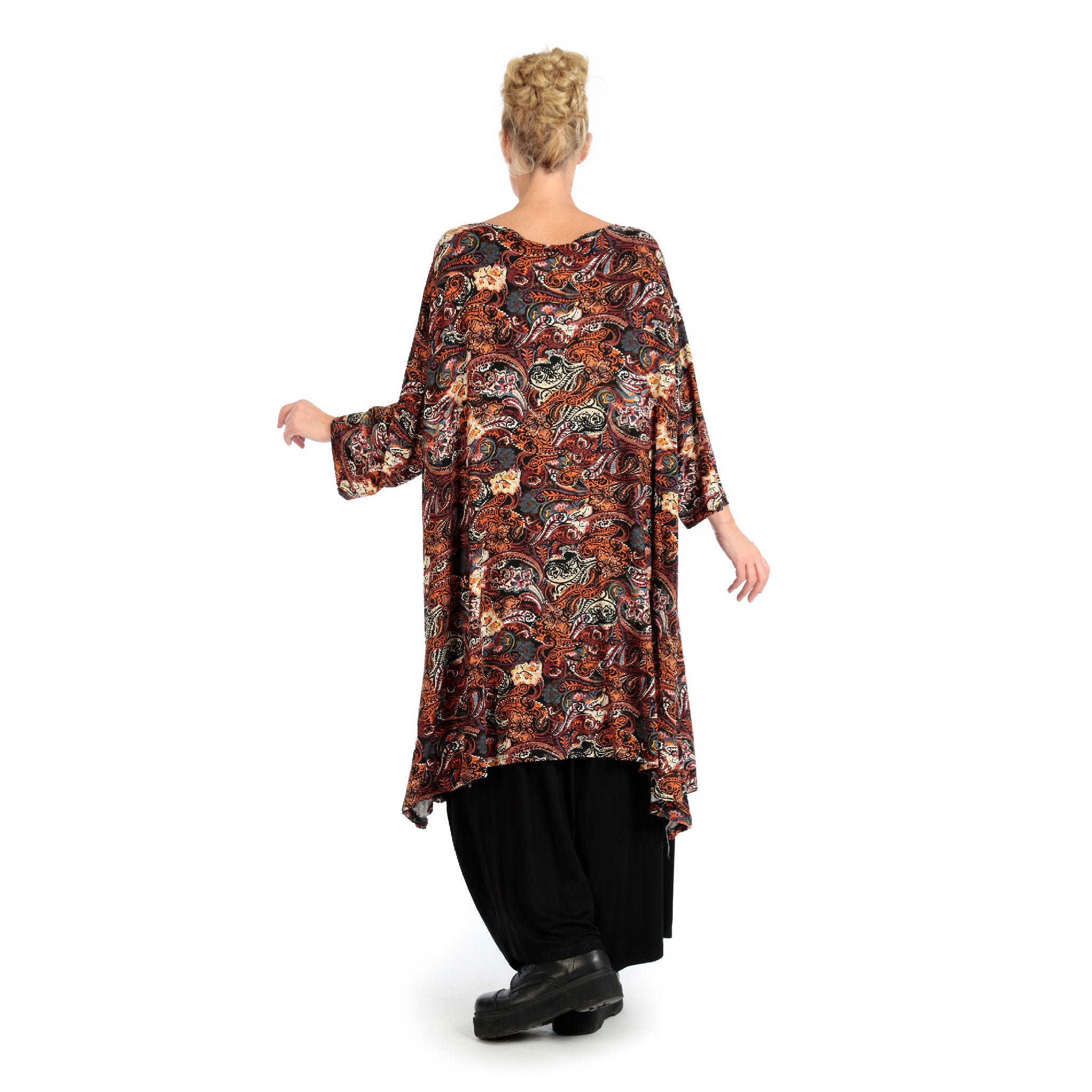  A-Form Bigshirt von AKH Fashion aus Viskose, 1122.02666, Rost, Paisley, Schick, Modern