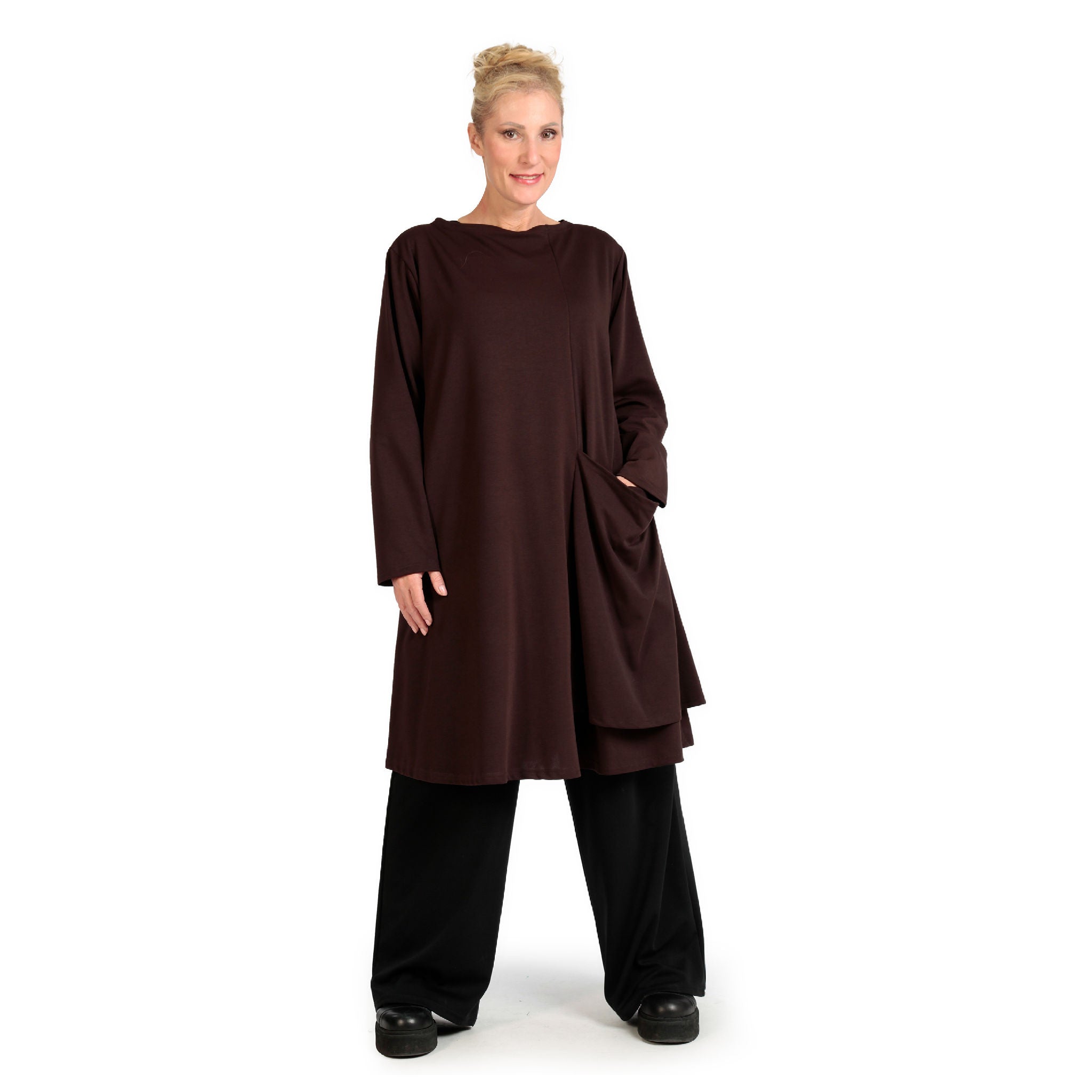  Exklusives Shirt aus Romanit Jersey für komfortablen Lagenlook im Herbst/Winter, Plus Size geeignet