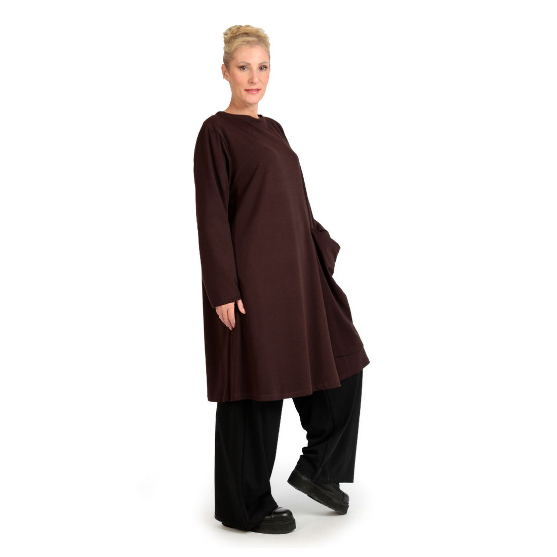  Shirt von AKH Fashion aus Viskose in gerader Form, 1141.06816, Braun, Unifarben, Schick