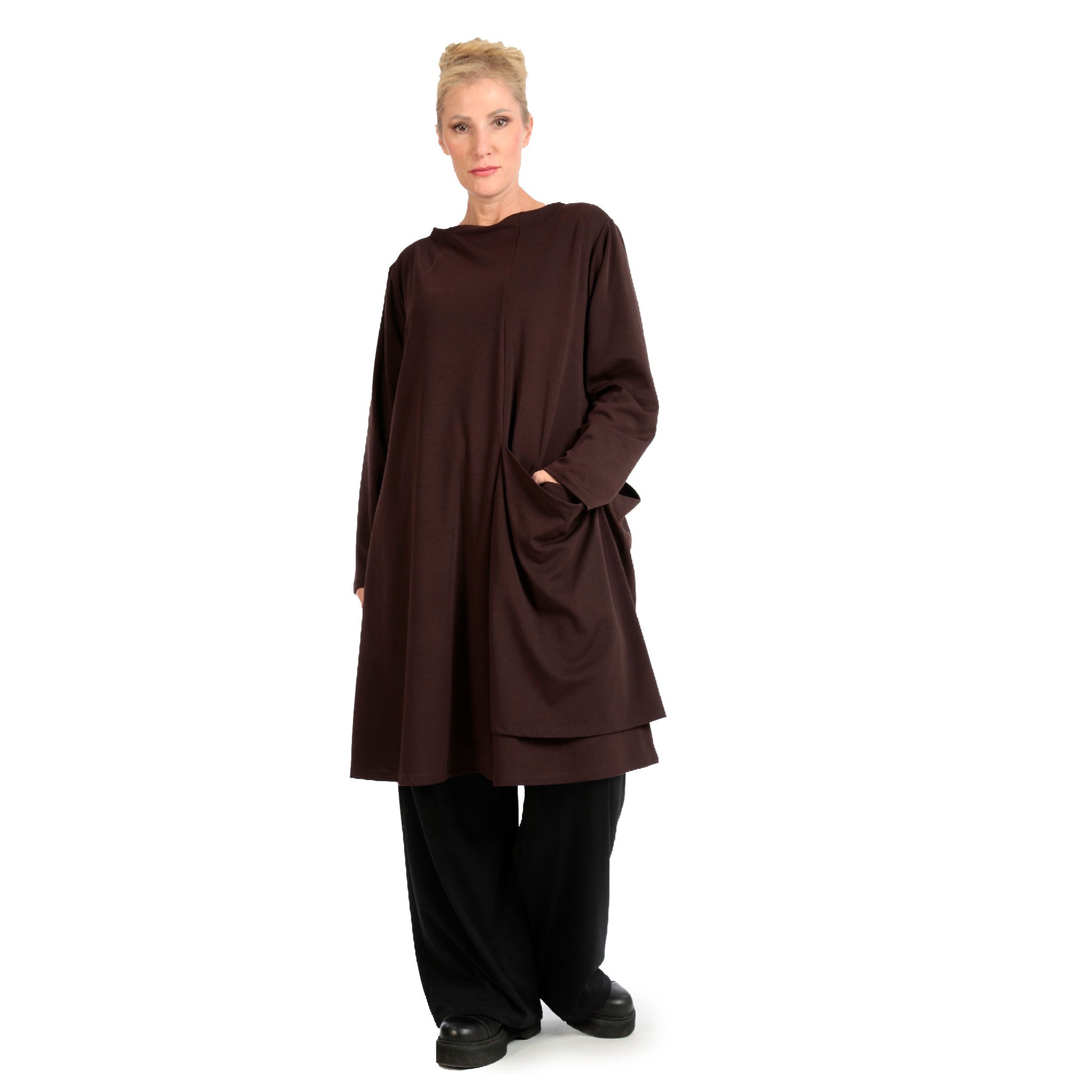  Exklusives Shirt aus Romanit Jersey für komfortablen Lagenlook im Herbst/Winter, Plus Size geeignet