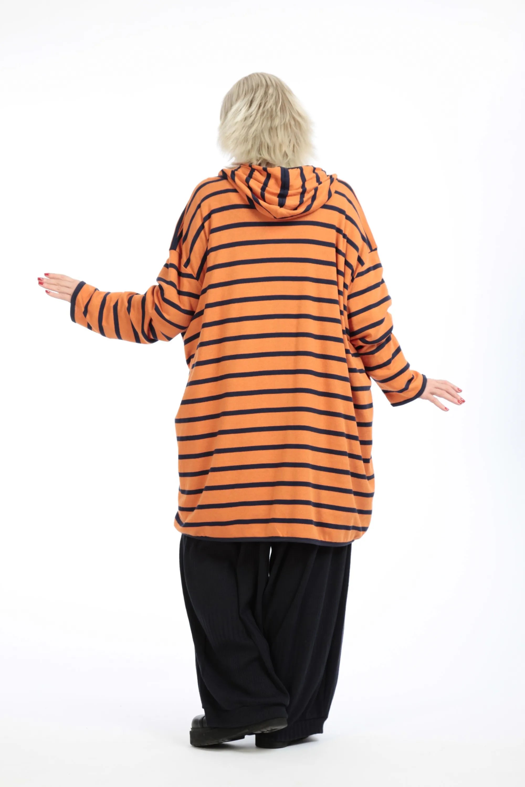  AKH Fashion Jacke in gerader Form, aus Materialmix, 1190.07598, Orange-Blau, Streifen
