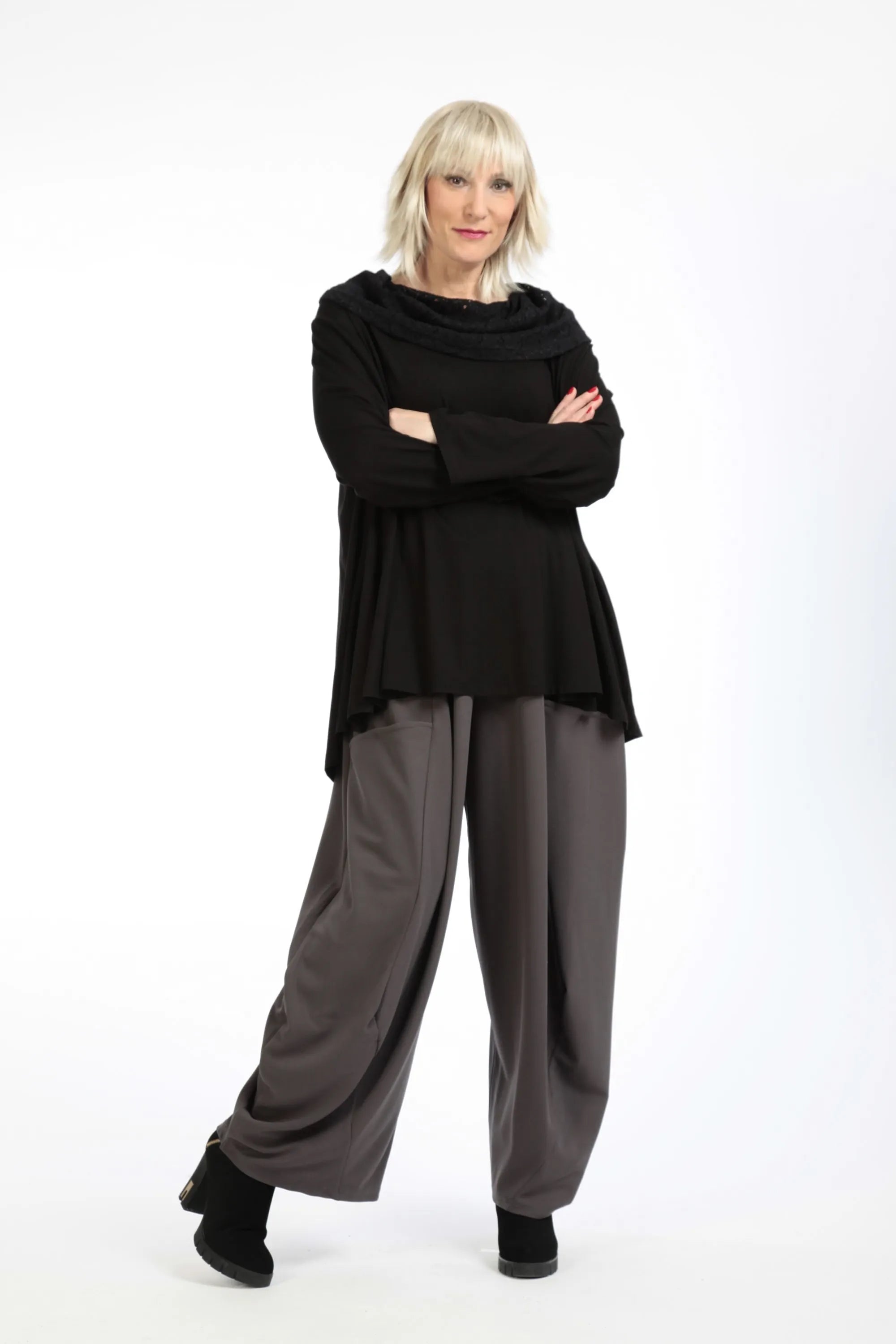  A-Form Shirt von AKH Fashion aus Viskose, 1195.01950, Schwarz, Schick, Modern, Bequem
