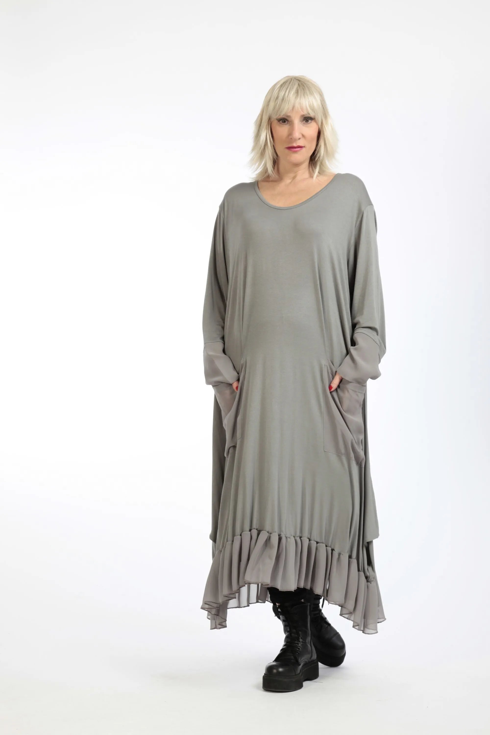  A-Form Kleid von AKH Fashion aus Viskose, 1197.05909, Grau, Schick, Modern, Bequem