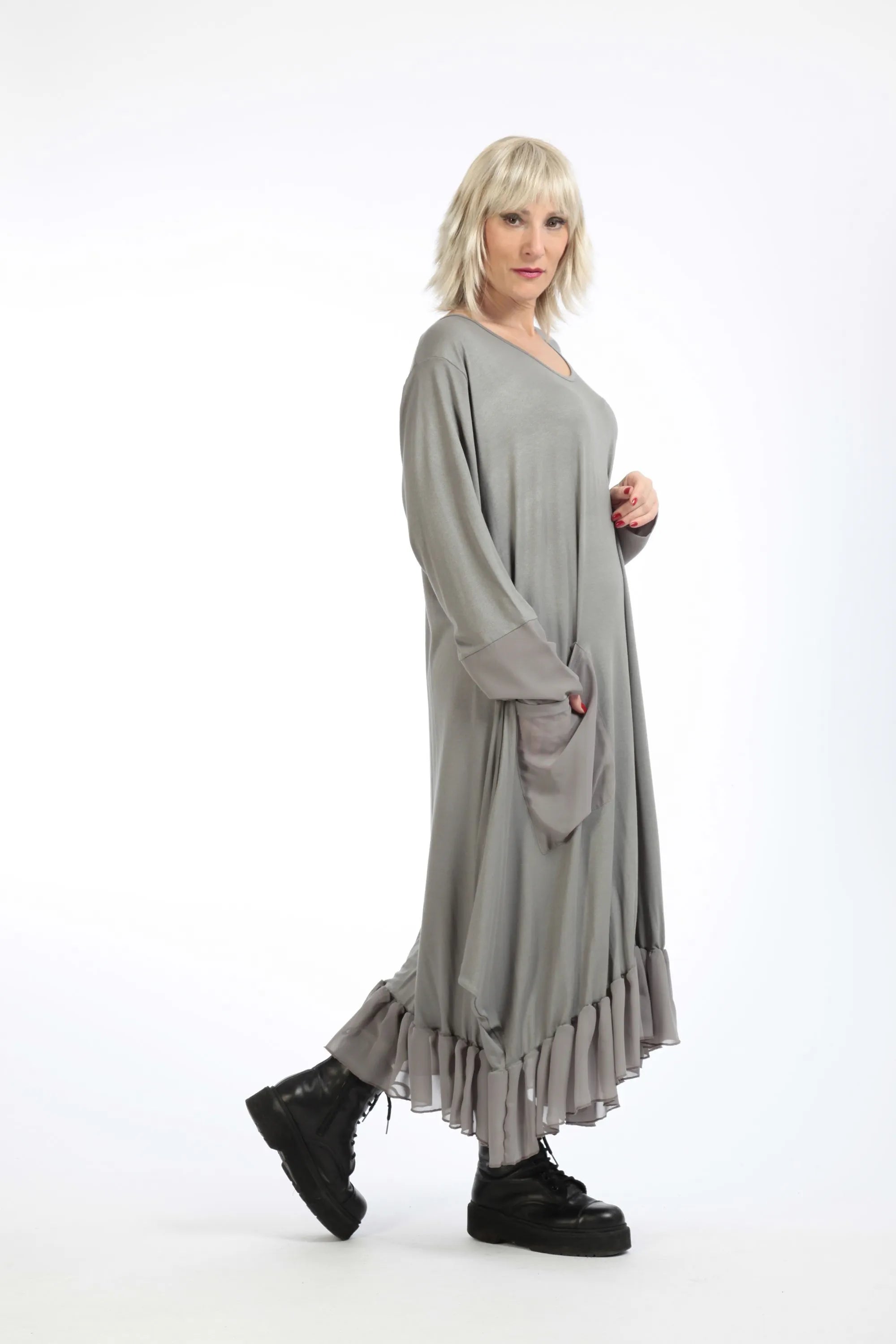  A-Form Kleid von AKH Fashion aus Viskose, 1197.05909, Grau, Schick, Modern, Bequem