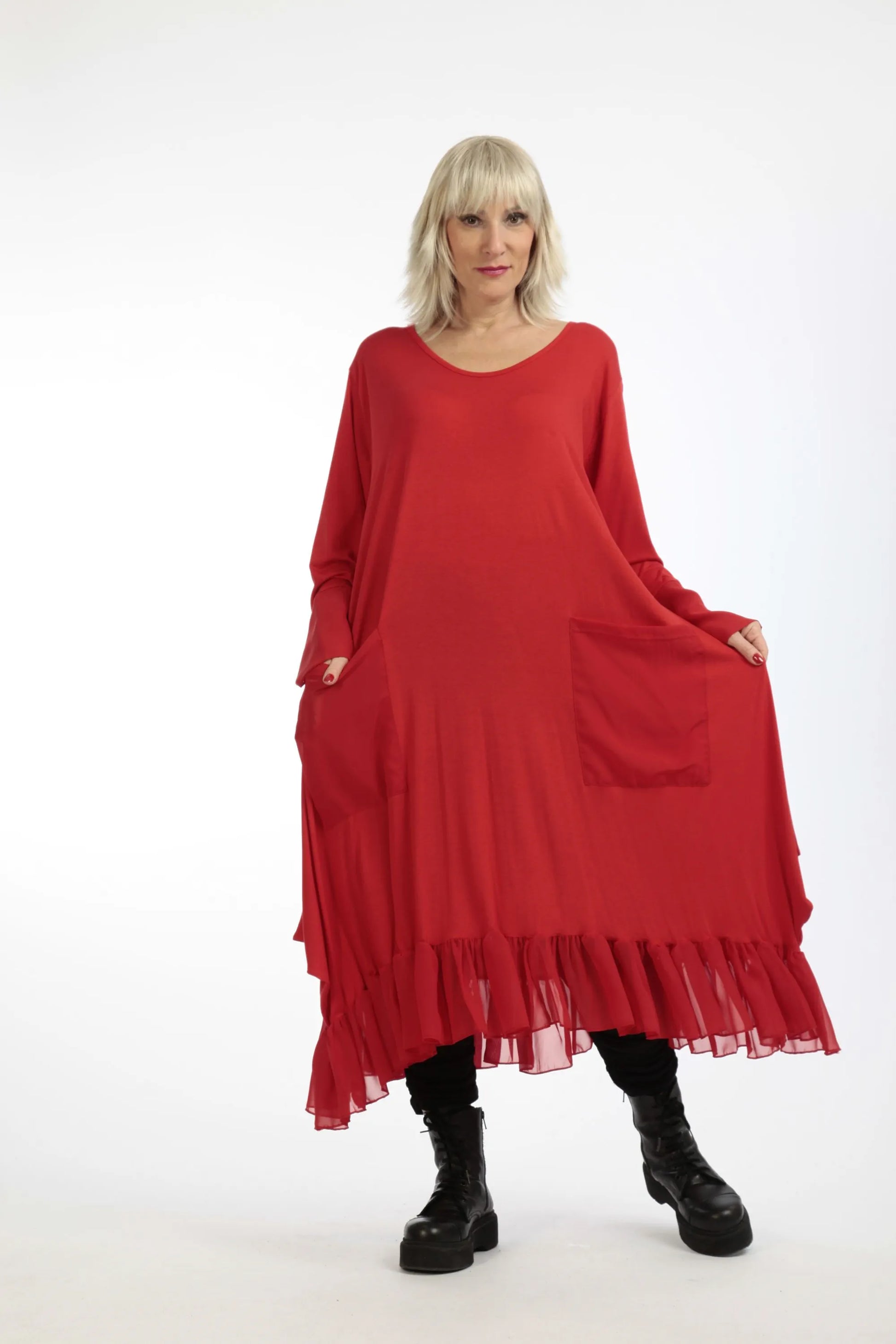  A-Form Kleid von AKH Fashion aus Viskose, 1197.05909, Rot, Unifarben, Ausgefallen, Modern