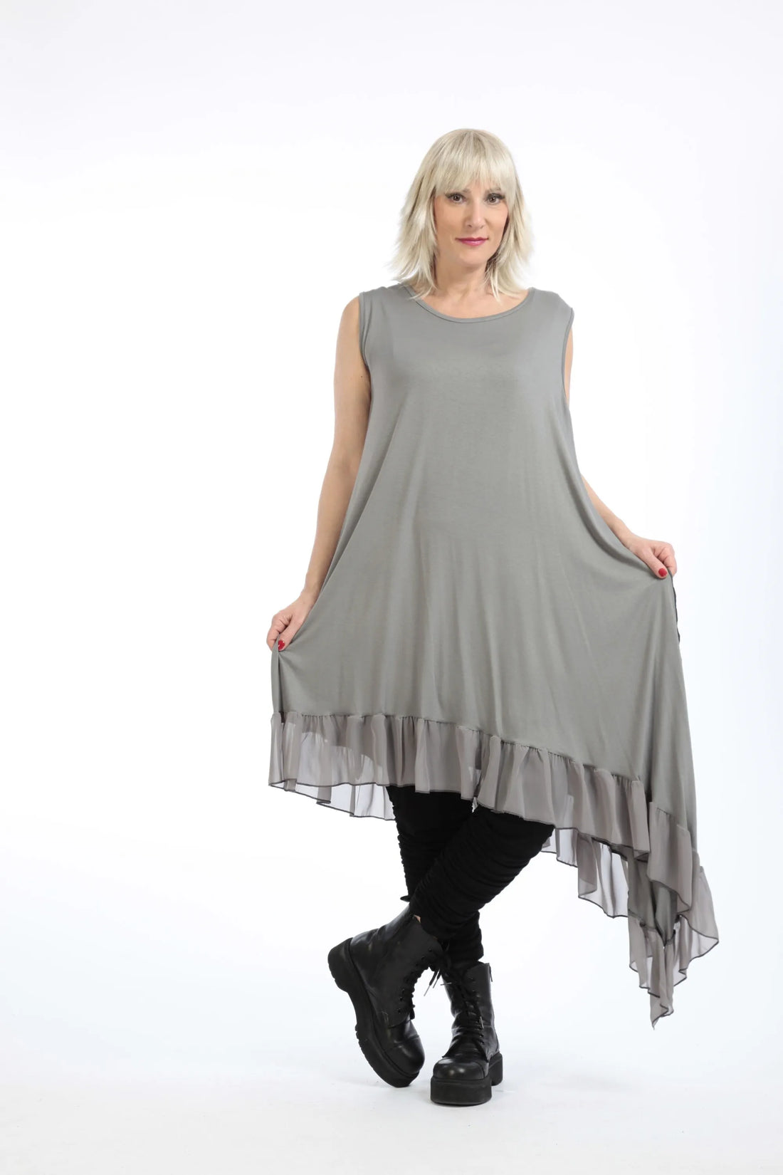  Tunika von AKH Fashion aus Viskose in asymmetrischer Form, 1197.06874, Grau, Ausgefallen