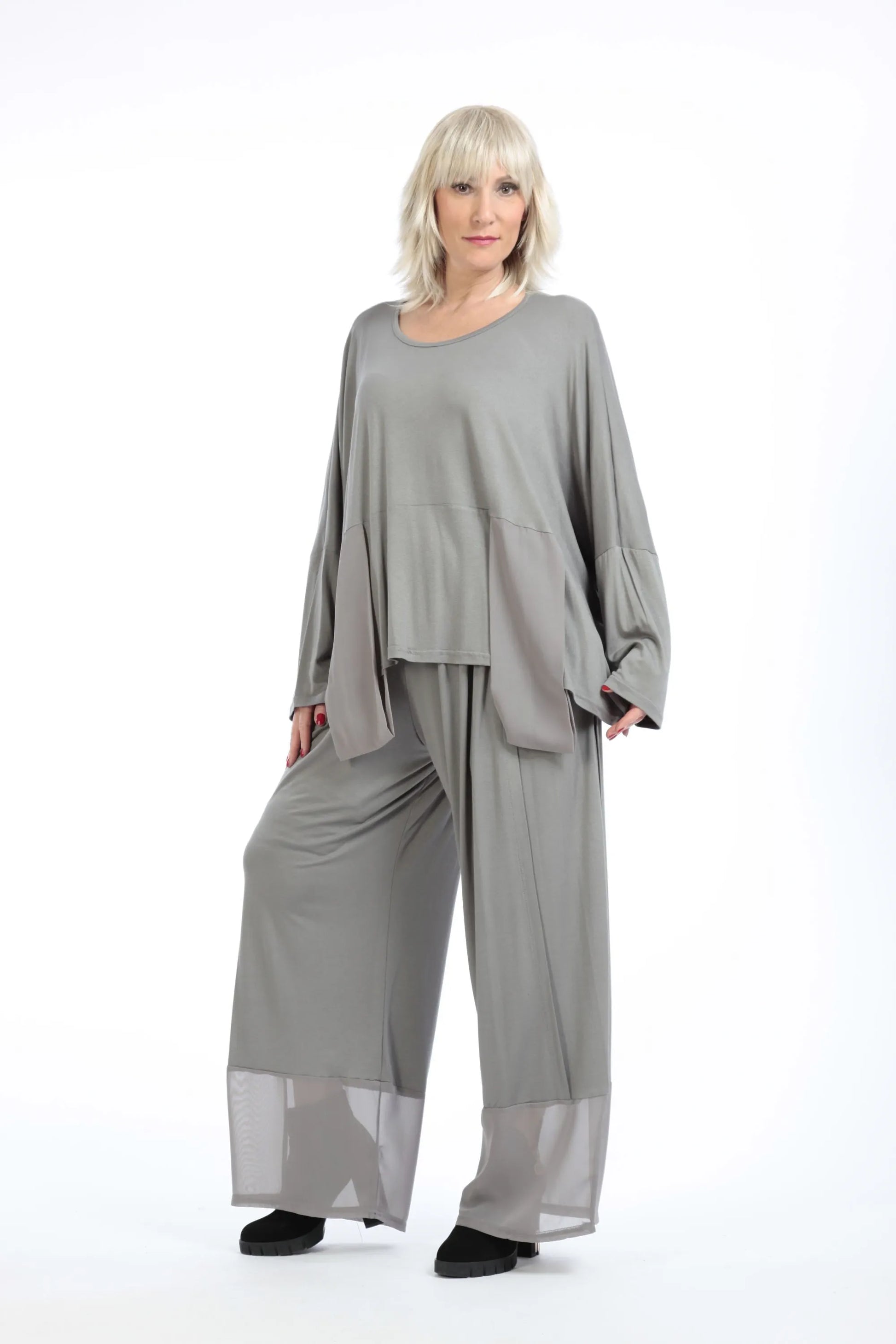  Bigshirt von AKH Fashion aus Viskose in kastiger Form, 1197.06876, Grau, Unifarben, Schick