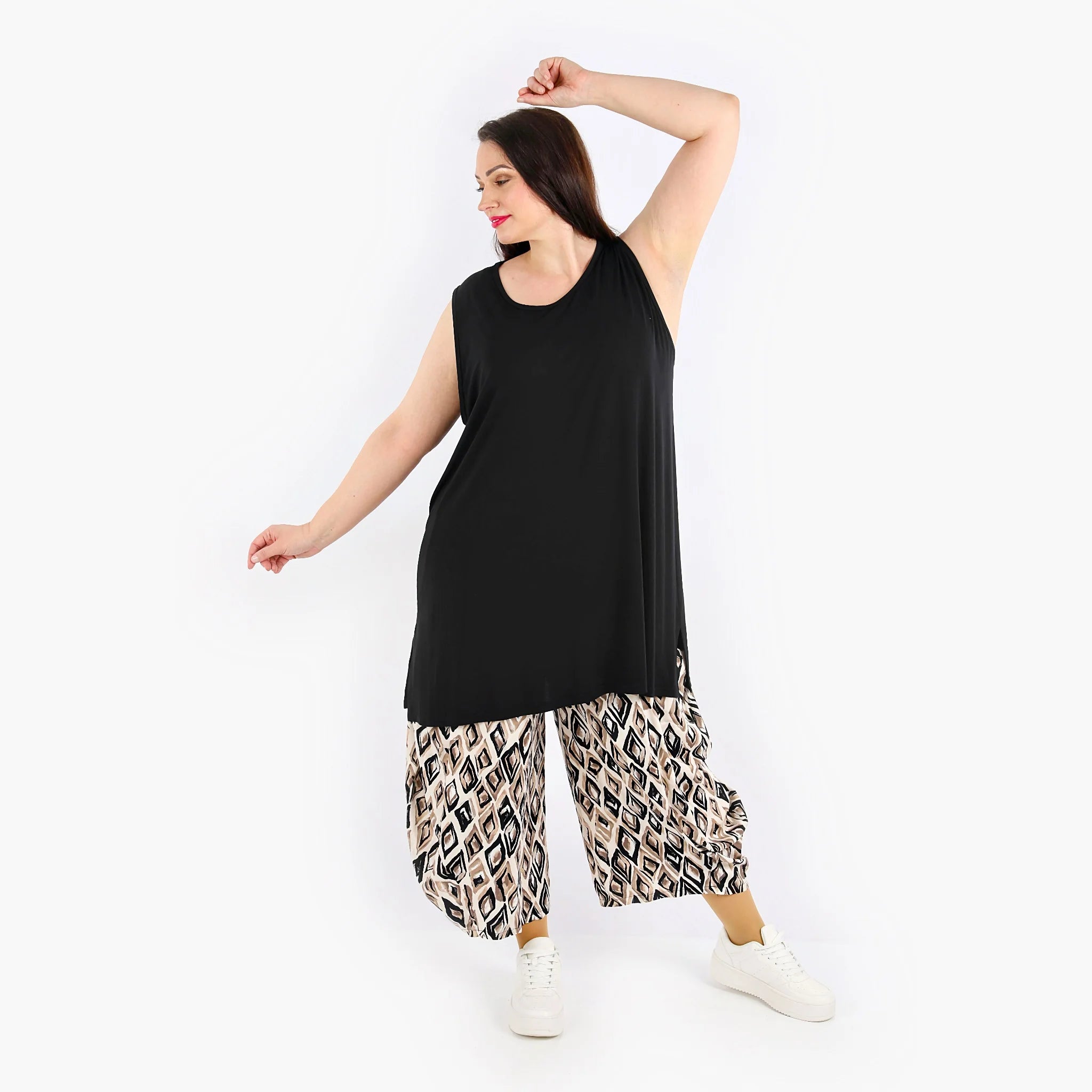  Ballonhose von AKH Fashion aus Viskose, 1309.08069, Beige-Schwarz-Cognac, Farbmix, Schick