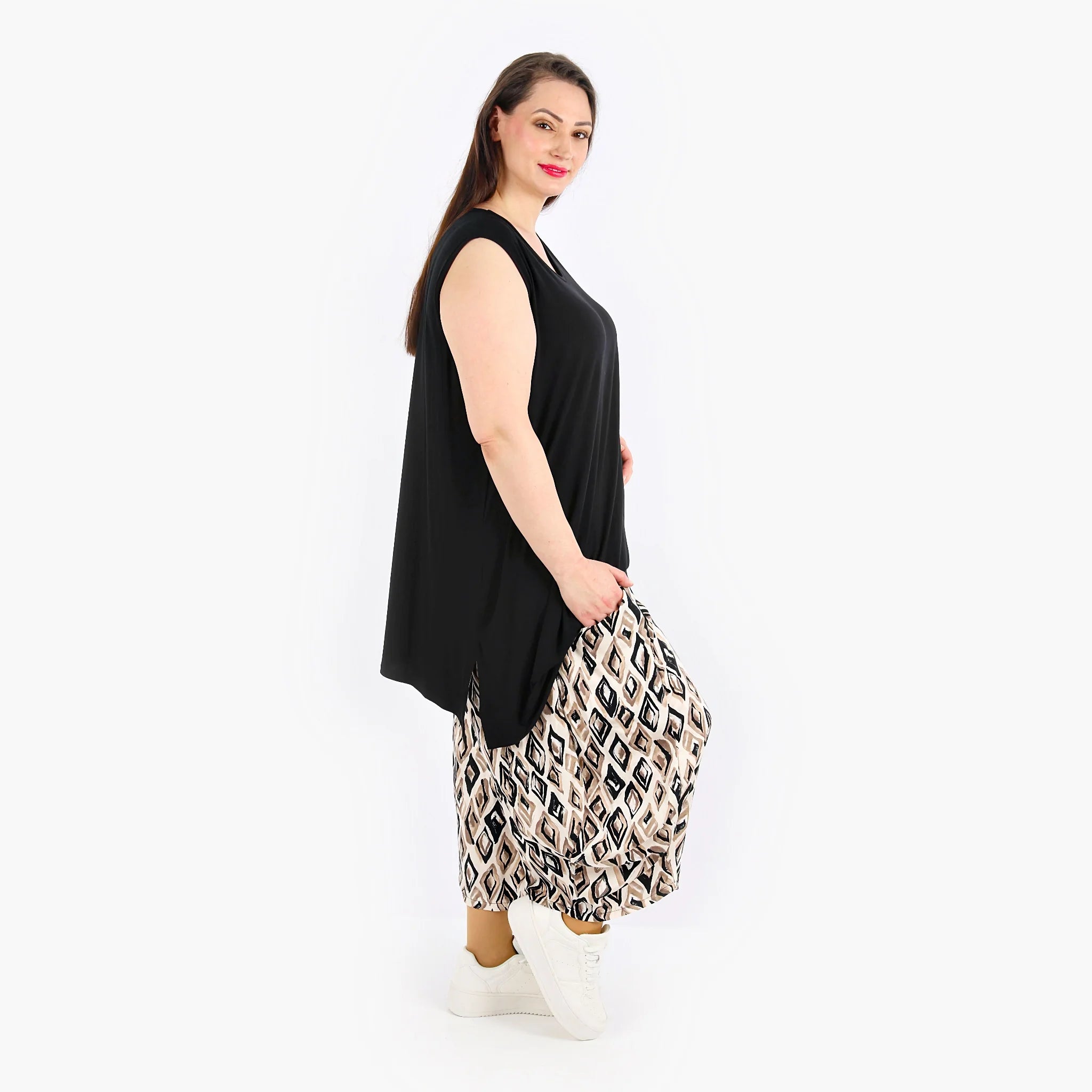  Ballonhose von AKH Fashion aus Viskose, 1309.08069, Beige-Schwarz-Cognac, Farbmix, Schick