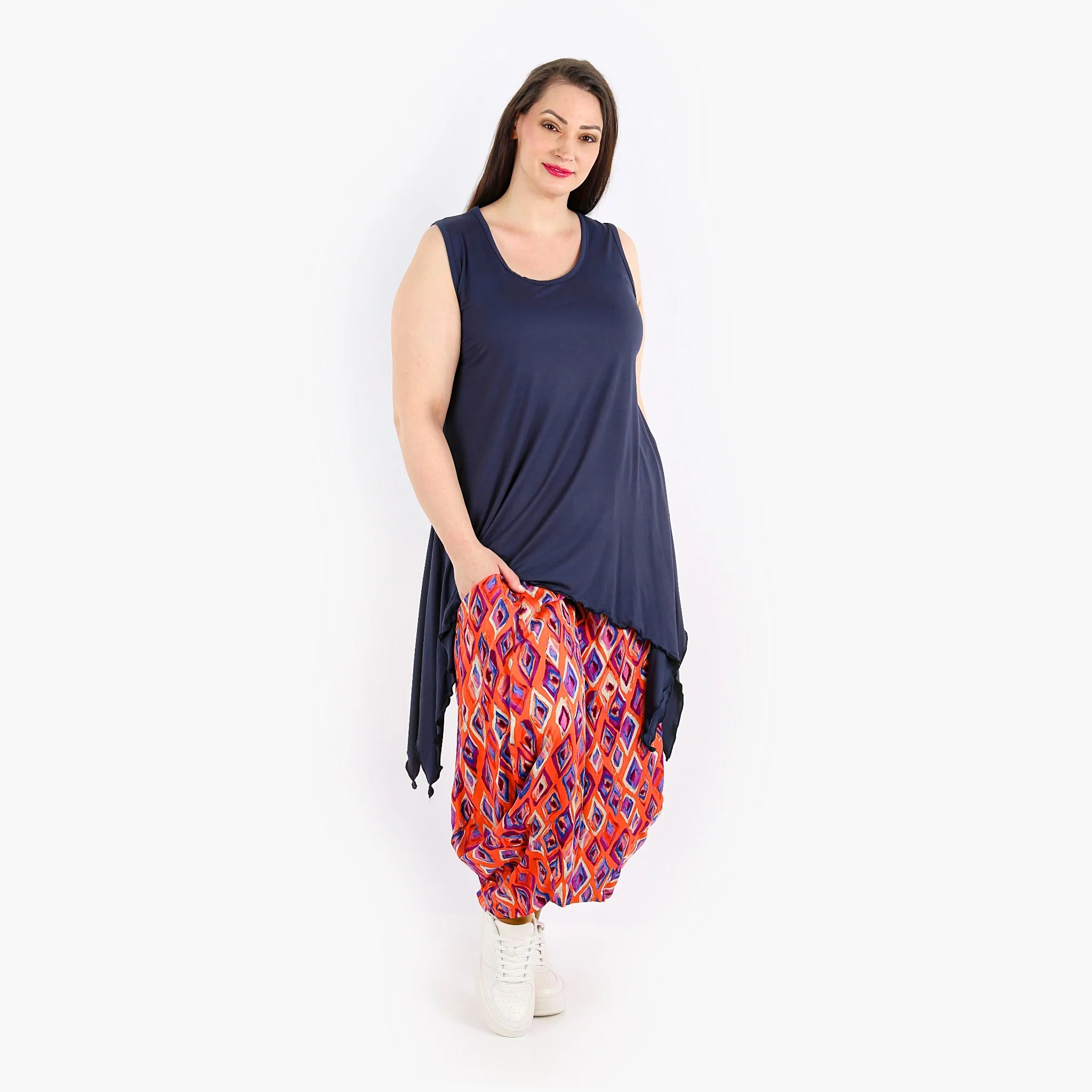  Ballonhose von AKH Fashion aus Viskose, 1309.08069, Orange-Violett-Blau, Farbmix, Schick